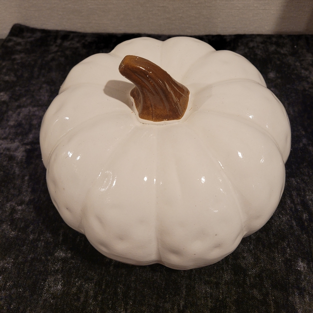 NEW White Ceramic Pumpkin
